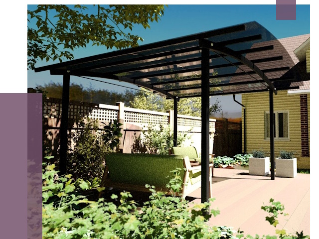 Навесы для террасы в Колпине от 13152 руб. под ключ | ПРОЛЁТ-Клп