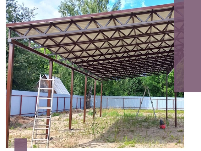 Односкатные навесы под ключ в Колпине — изготовление и монтаж