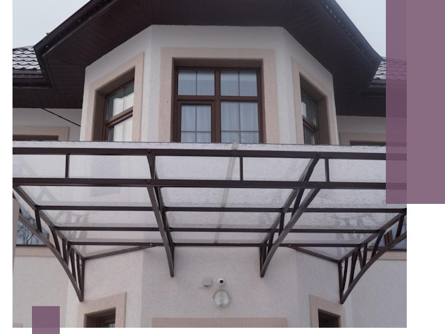 Козырьки из поликарбоната под ключ в Колпине