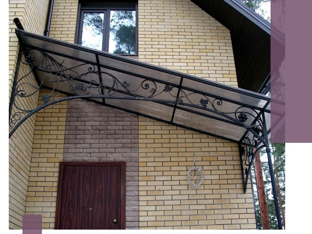 Односкатные козырьки из металла под ключ в Колпине